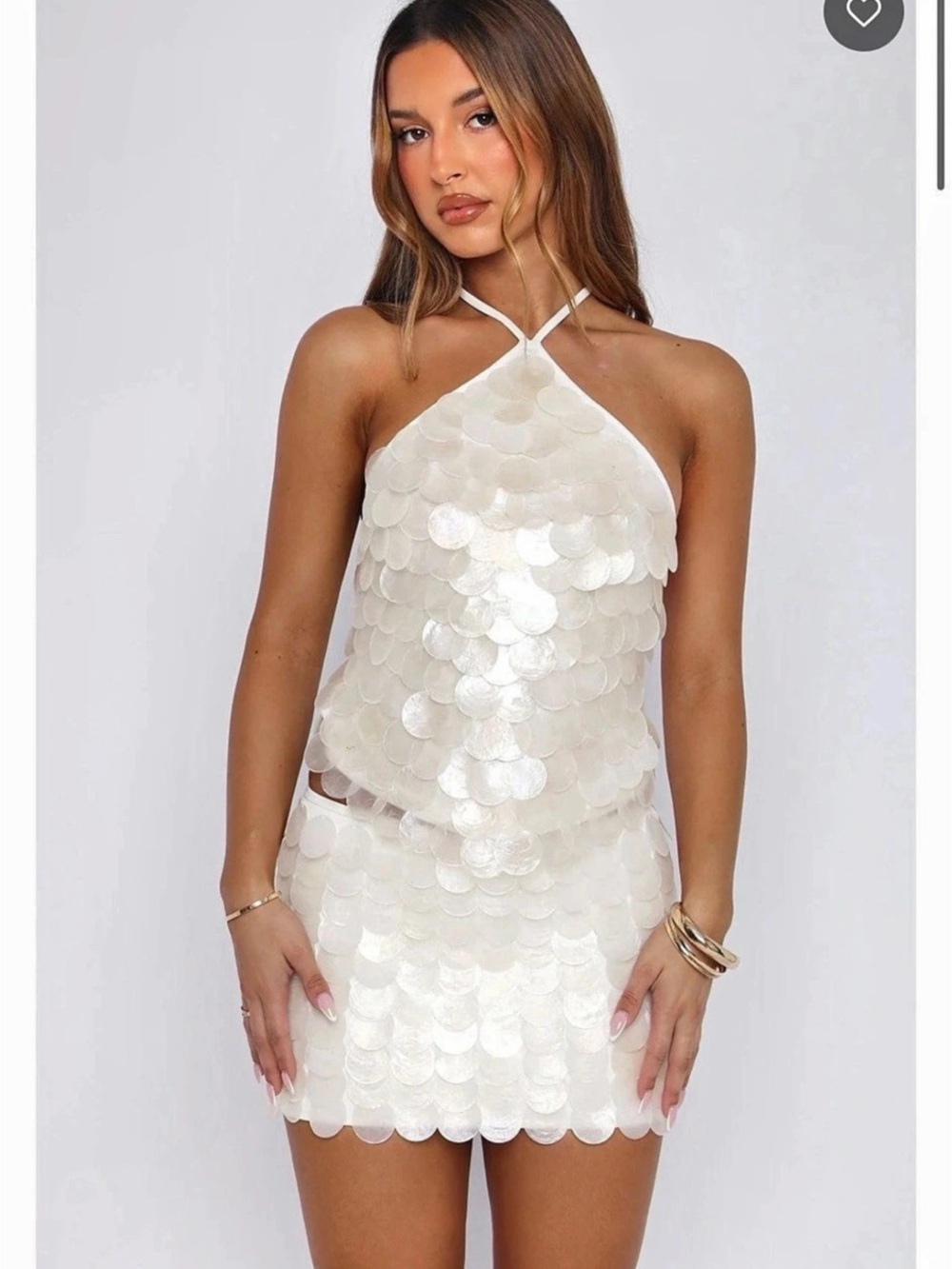 White Fox Athens Aura Shell Top in Medium and Skirt in Large